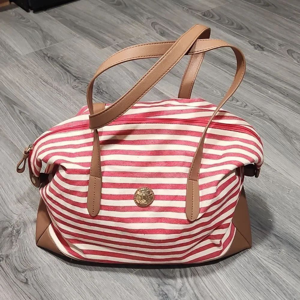 GUC Tommy Hilfiger Striped Canvas Overnight Bag